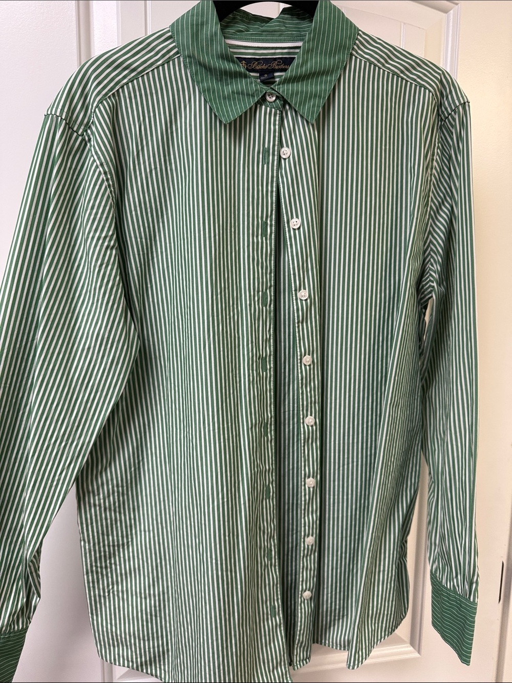 Women’s Brooks Brothers Green Striped Button-Up Shirt